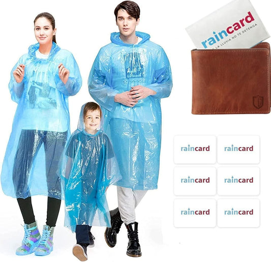 Reusable Wallet Size Rain Coat in Multicolor - Set of 5