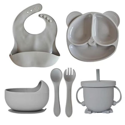 6Pcs Silicone Baby Feeding Set BPA Free (Multicolor)