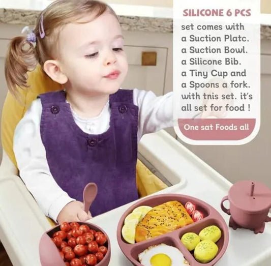 6Pcs Silicone Baby Feeding Set BPA Free (Multicolor)